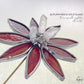 Handmade Stained Glass Flower and Crystal Plant Stake - Red and Gold