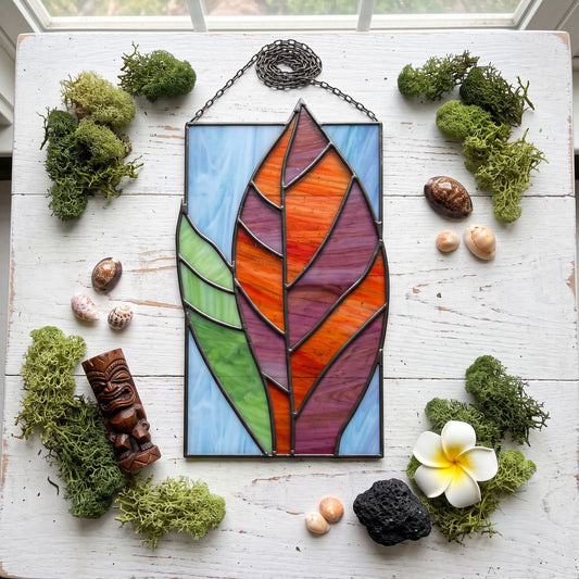 Tropical Stained Glass Plant Pattern - Kealia - PDF & PNG