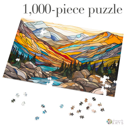 A picture of the Rocky Mountain National Park Stained Glass Jigsaw Puzzle from GlassyRock Arts. 