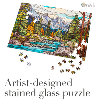 A picture of the Rocky Mountain National Park Stained Glass Jigsaw Puzzle from GlassyRock Arts. 