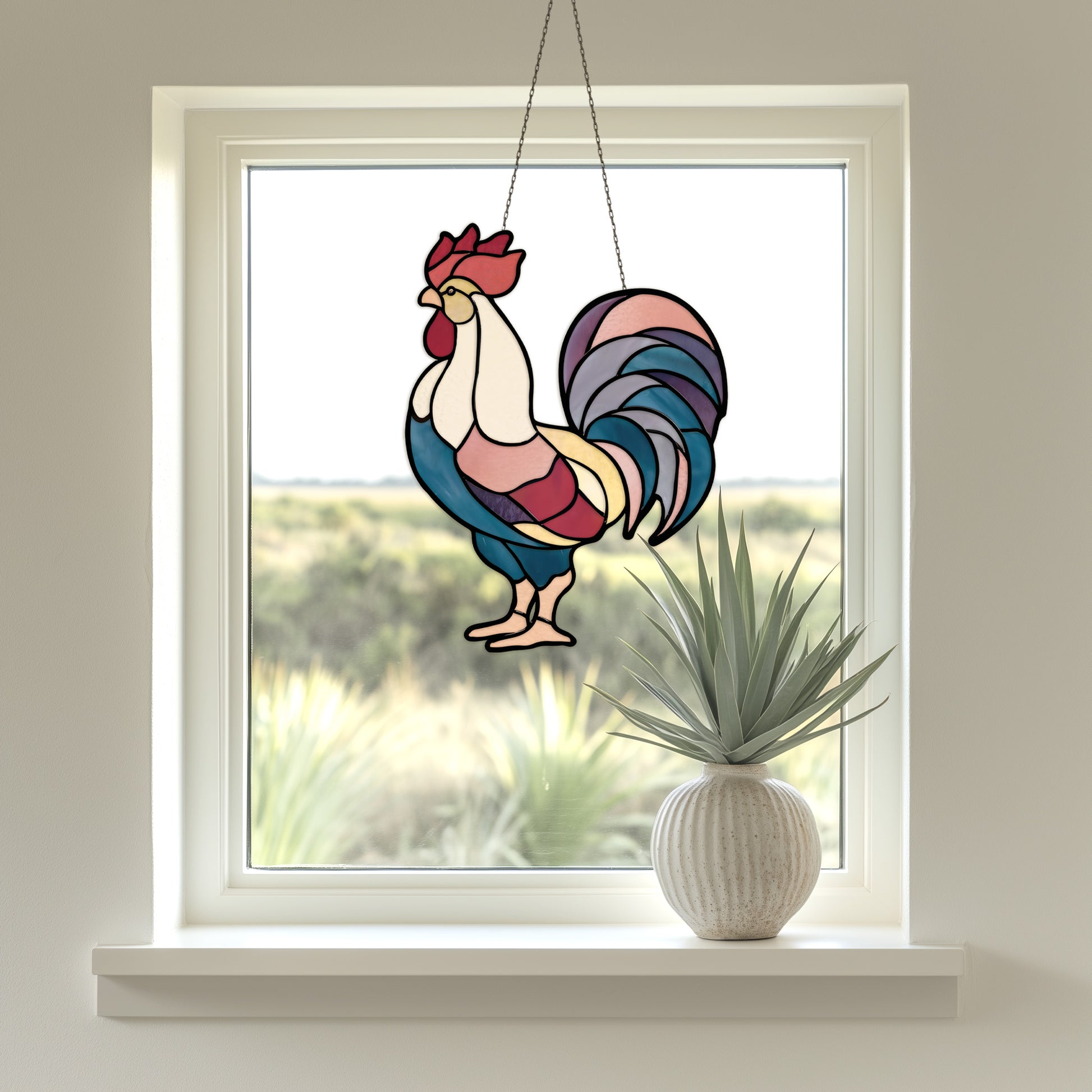 Rooster Stained Glass Pattern PDF & PNG - Crafting Patterns & Molds from GlassyRock Arts
