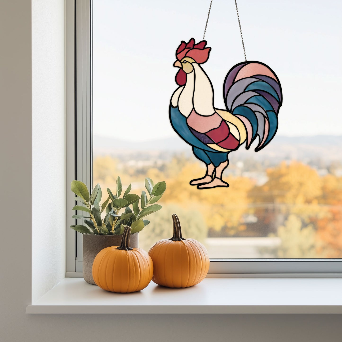 Rooster Stained Glass Pattern PDF & PNG - Crafting Patterns & Molds from GlassyRock Arts