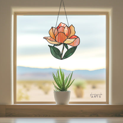 A picture of the Rose Stained Glass Pattern from GlassyRock Arts. 