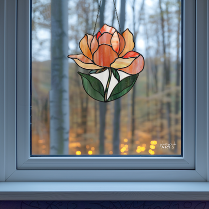 A picture of the Rose Stained Glass Pattern from GlassyRock Arts. 