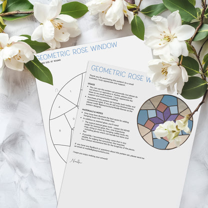 Geometric Rose Window Stained Glass Pattern plus PNG