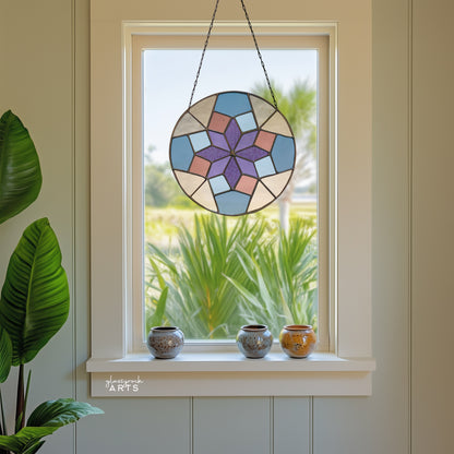 Geometric Rose Window Stained Glass Pattern plus PNG
