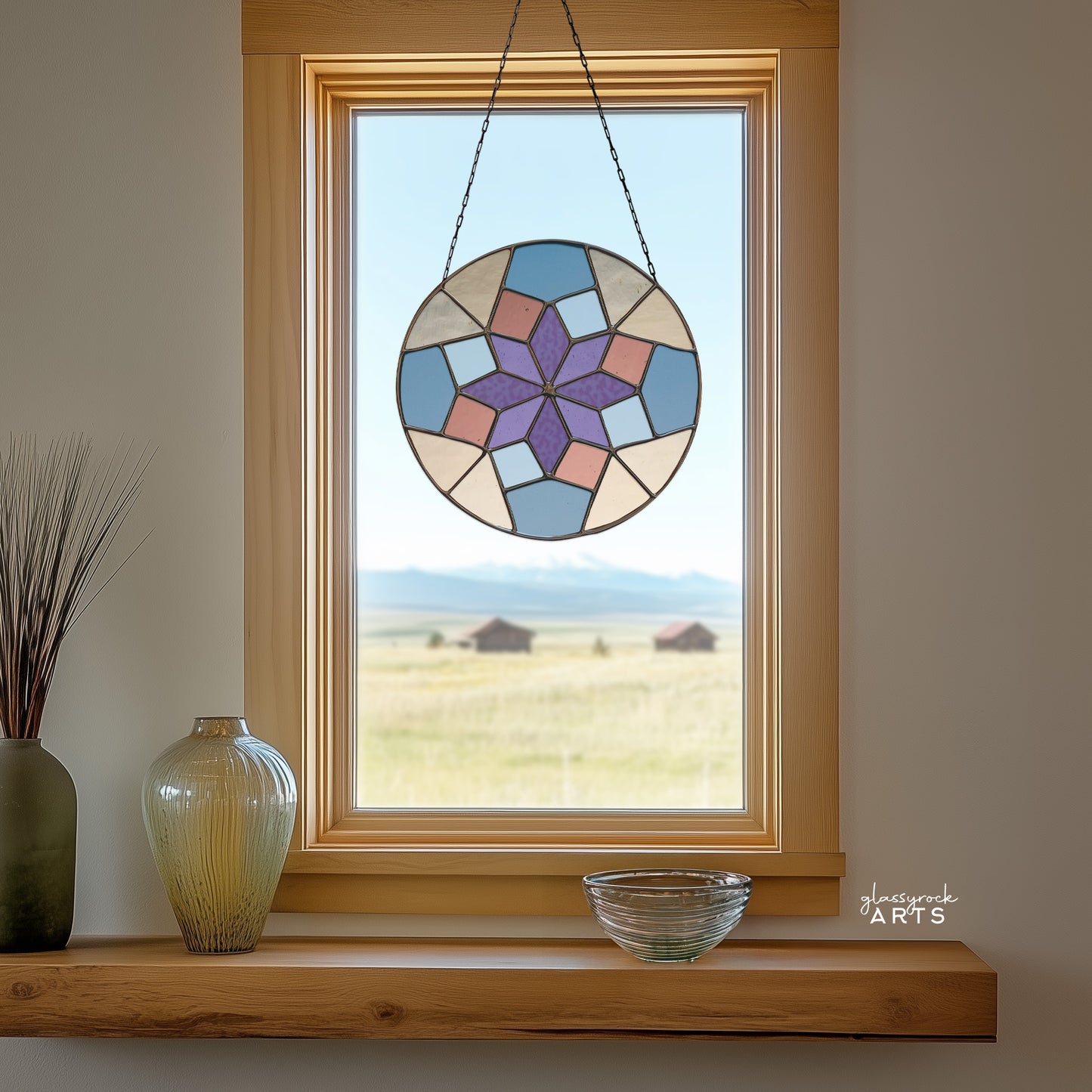 Geometric Rose Window Stained Glass Pattern plus PNG