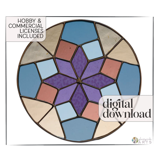 Geometric Rose Window Stained Glass Pattern plus PNG