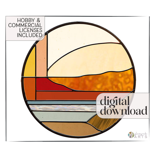 A picture of the Round Desert Landscape Stained Glass Pattern from GlassyRock Arts. 