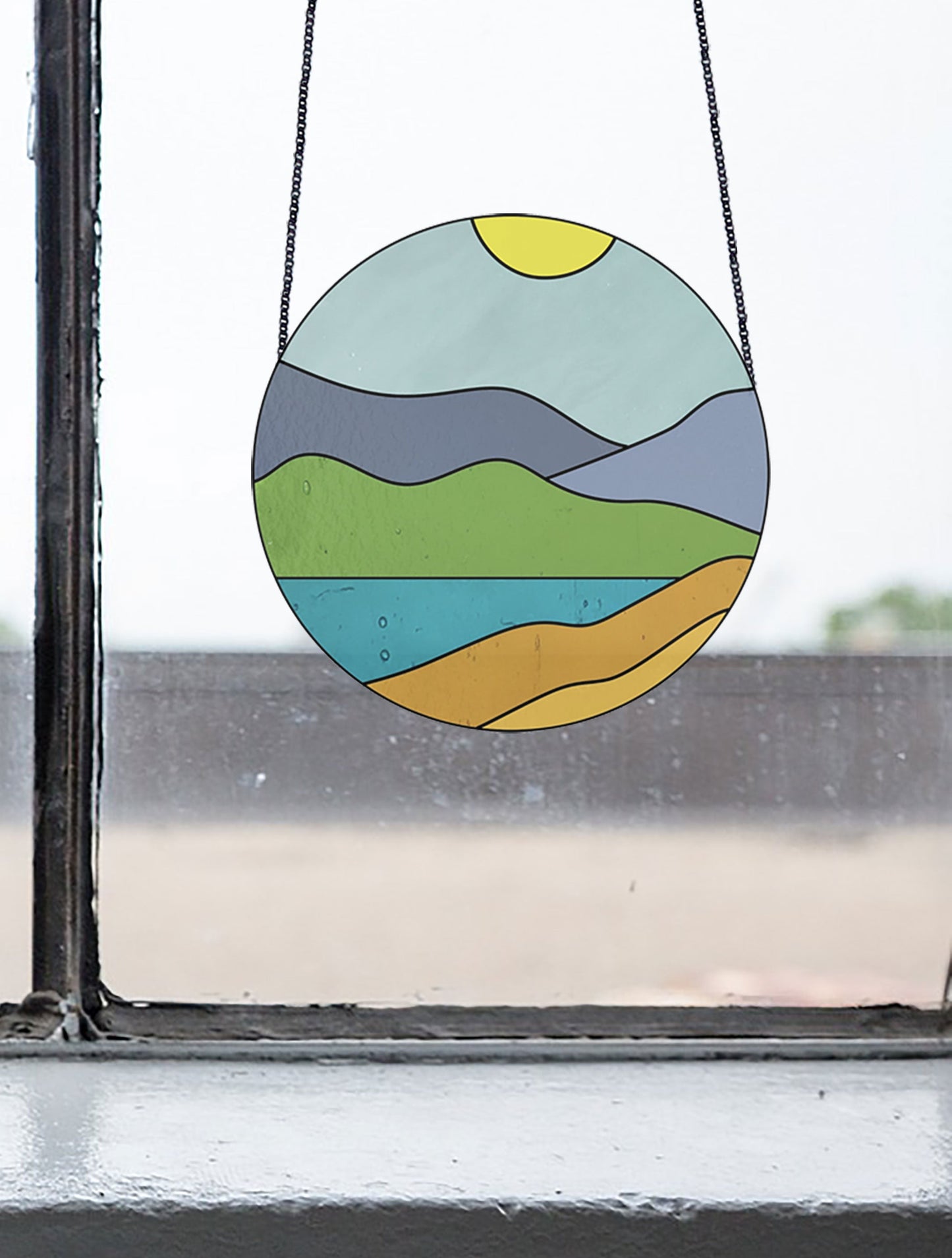 Boho Stained Glass Pattern - Round Landscape