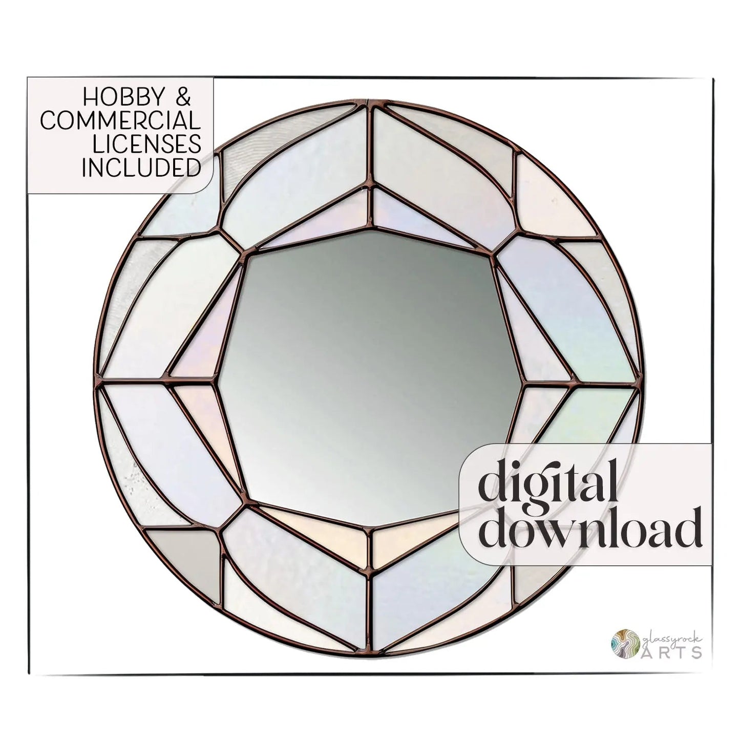 Round Diamond Mirror Stained Glass Pattern