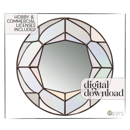 Round Diamond Mirror Stained Glass Pattern