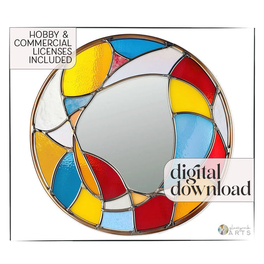 Round Organic Mirror Abstract Stained Glass Pattern