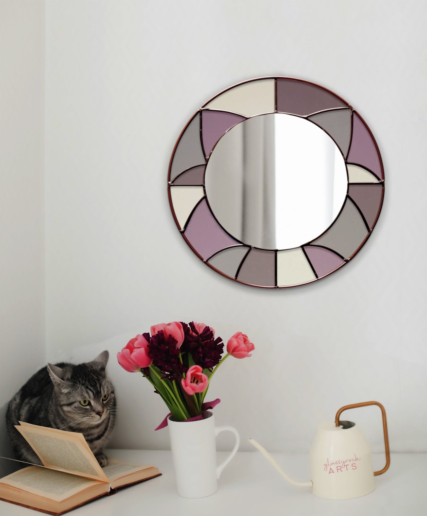 Round Geometric Mirror Stained Glass Pattern