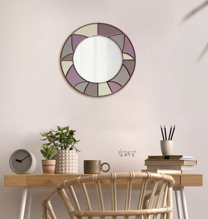 Round Geometric Mirror Stained Glass Pattern