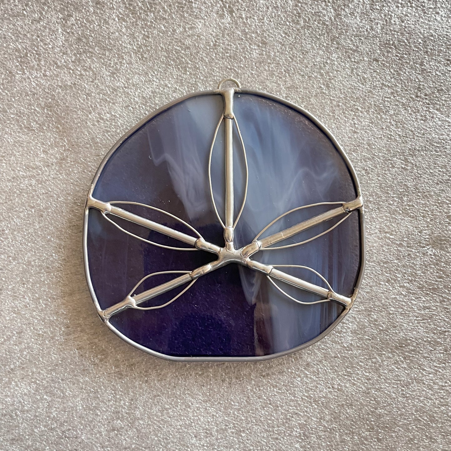 Purple Streaky Handmade Stained Glass Sand Dollar Ornament