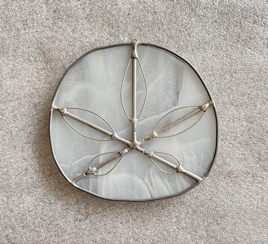 Translucent White Sand Dollars - Handmade Stained Glass Ornament