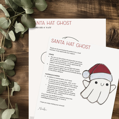 Cute Christmas Ghost Stained Glass Pattern and PNG