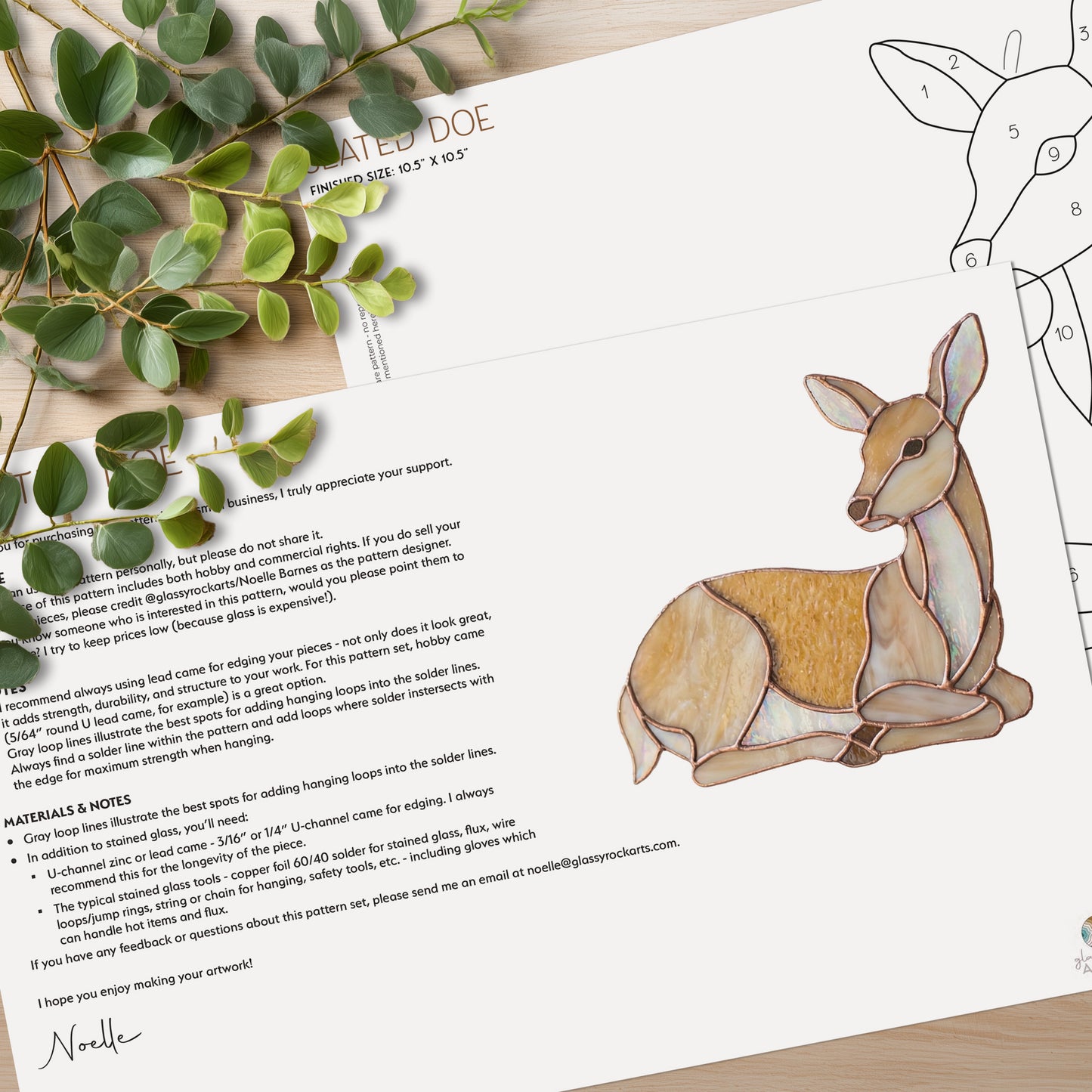 Doe Stained Glass Pattern PDF & PNG