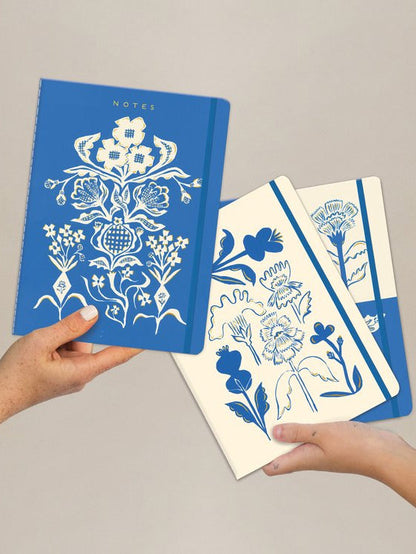 Blue Flowers Bouquet Sewn Trio Notebook Set - notebook from Ash & Rose