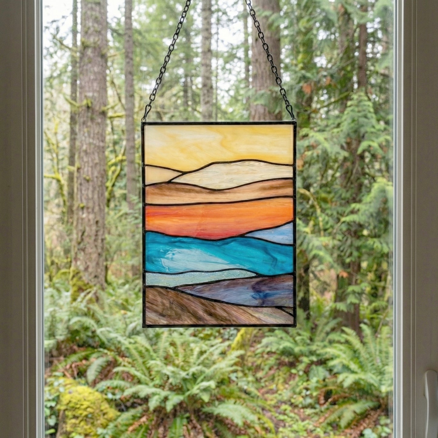 Mountain Landscape Stained Glass Pattern