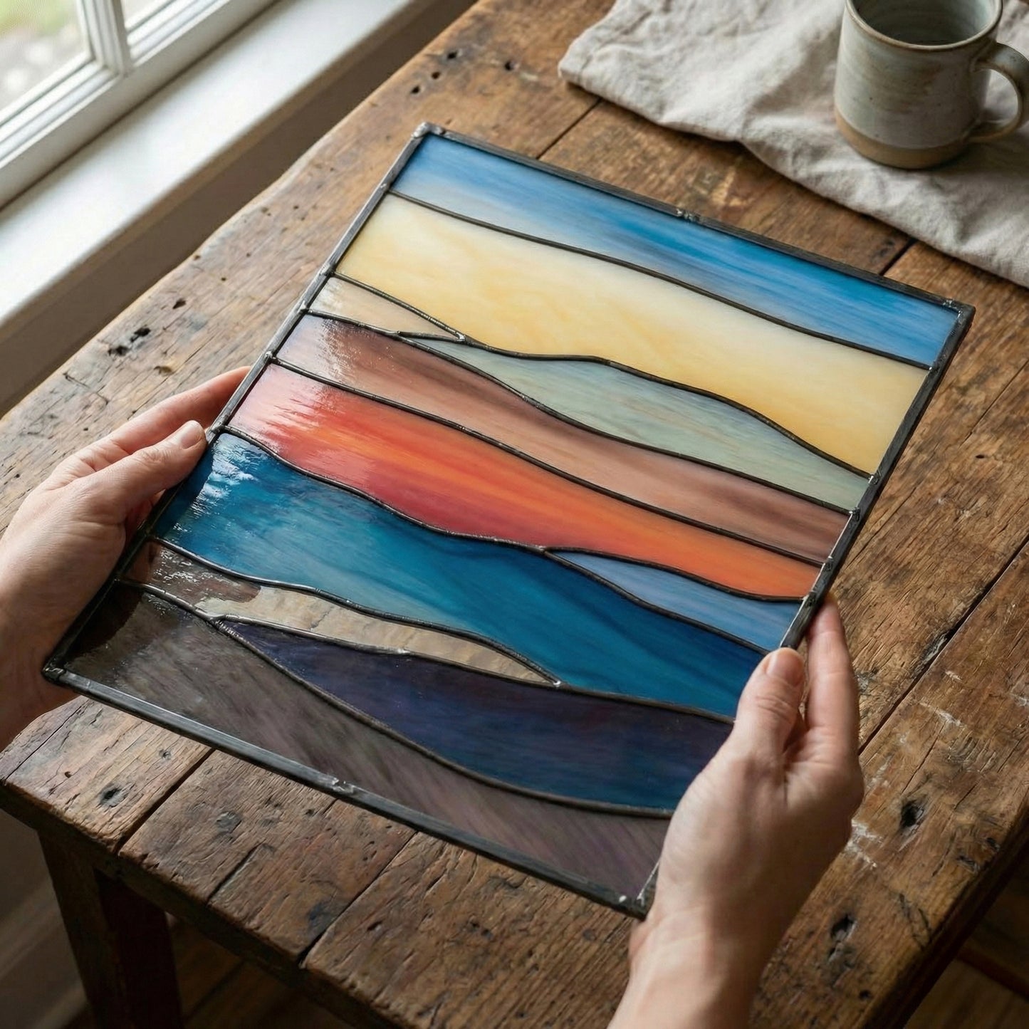 Mountain Landscape Stained Glass Pattern