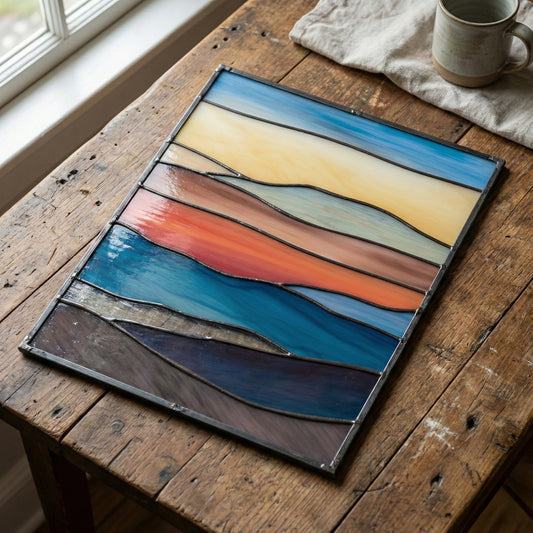 Mountain Landscape Stained Glass Pattern