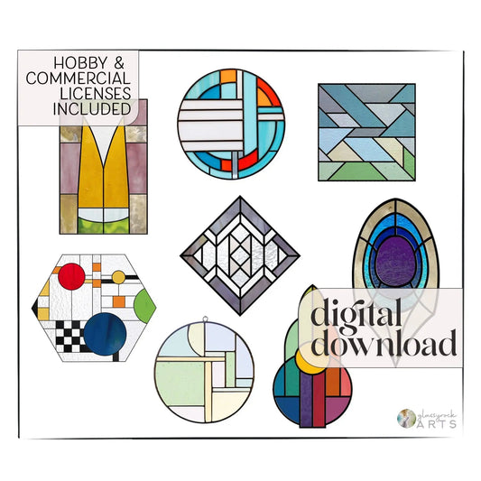 Art Deco Stained Glass Patterns Pack