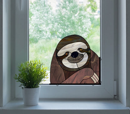Happy Sloth Buddy Stained Glass Pattern