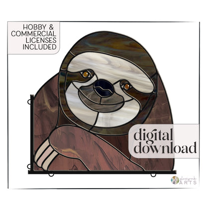 A picture of the Happy Sloth Buddy Stained Glass Pattern from GlassyRock Arts. 