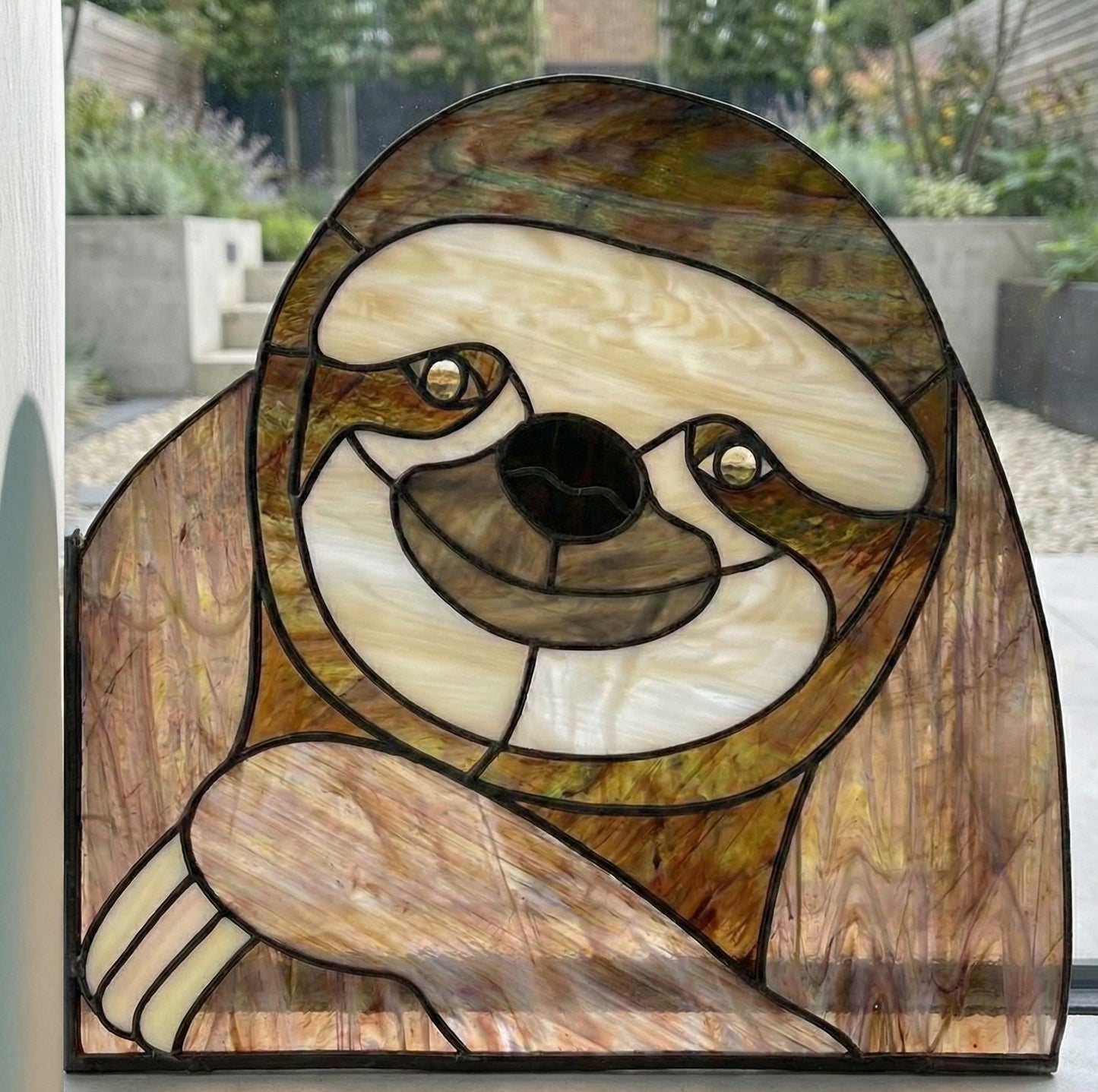 Happy Sloth Buddy Stained Glass Pattern