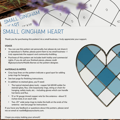 Gingham Heart Stained Glass Pattern and PNG