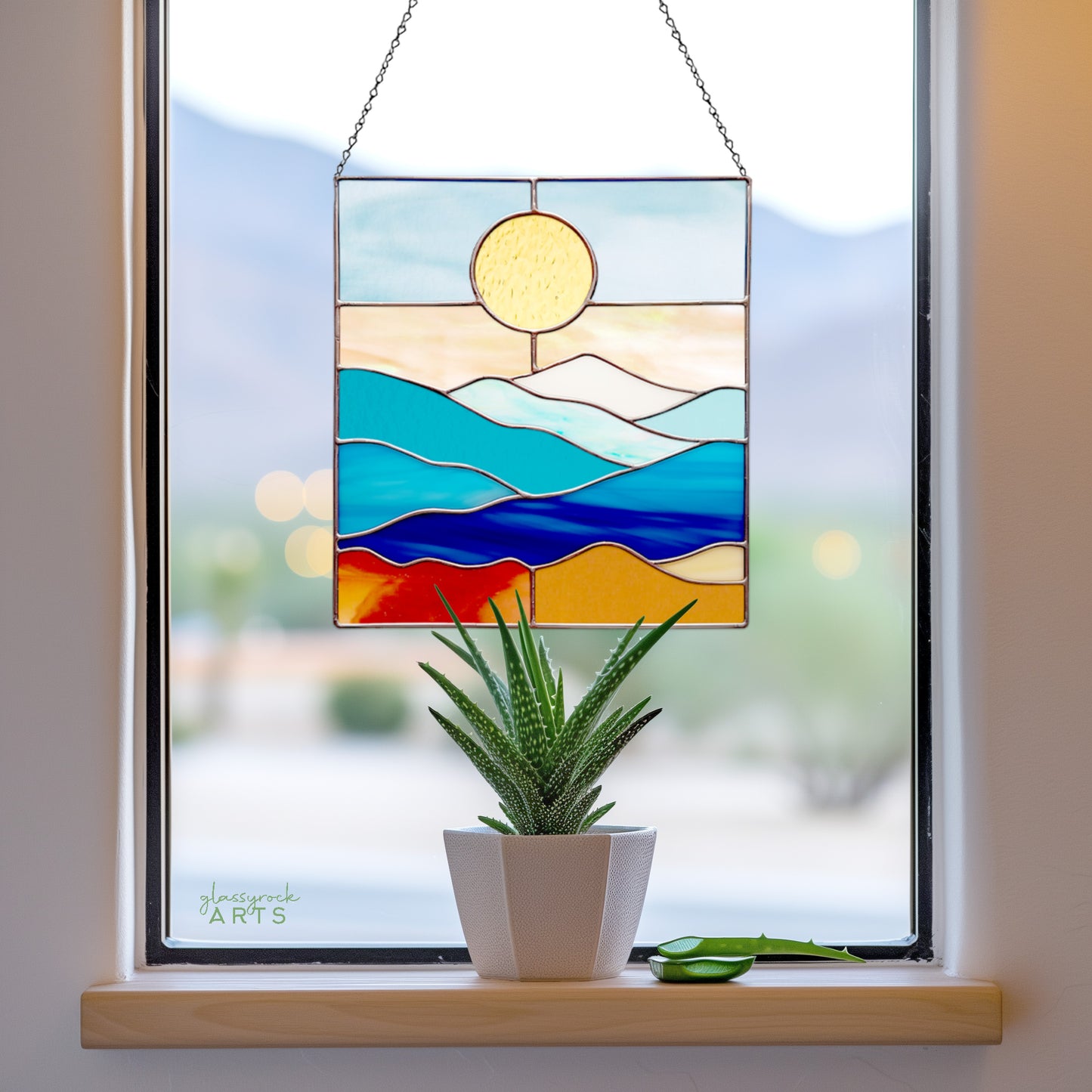 A picture of the Smoky Mountains Stained Glass Landscape Pattern from GlassyRock Arts. 