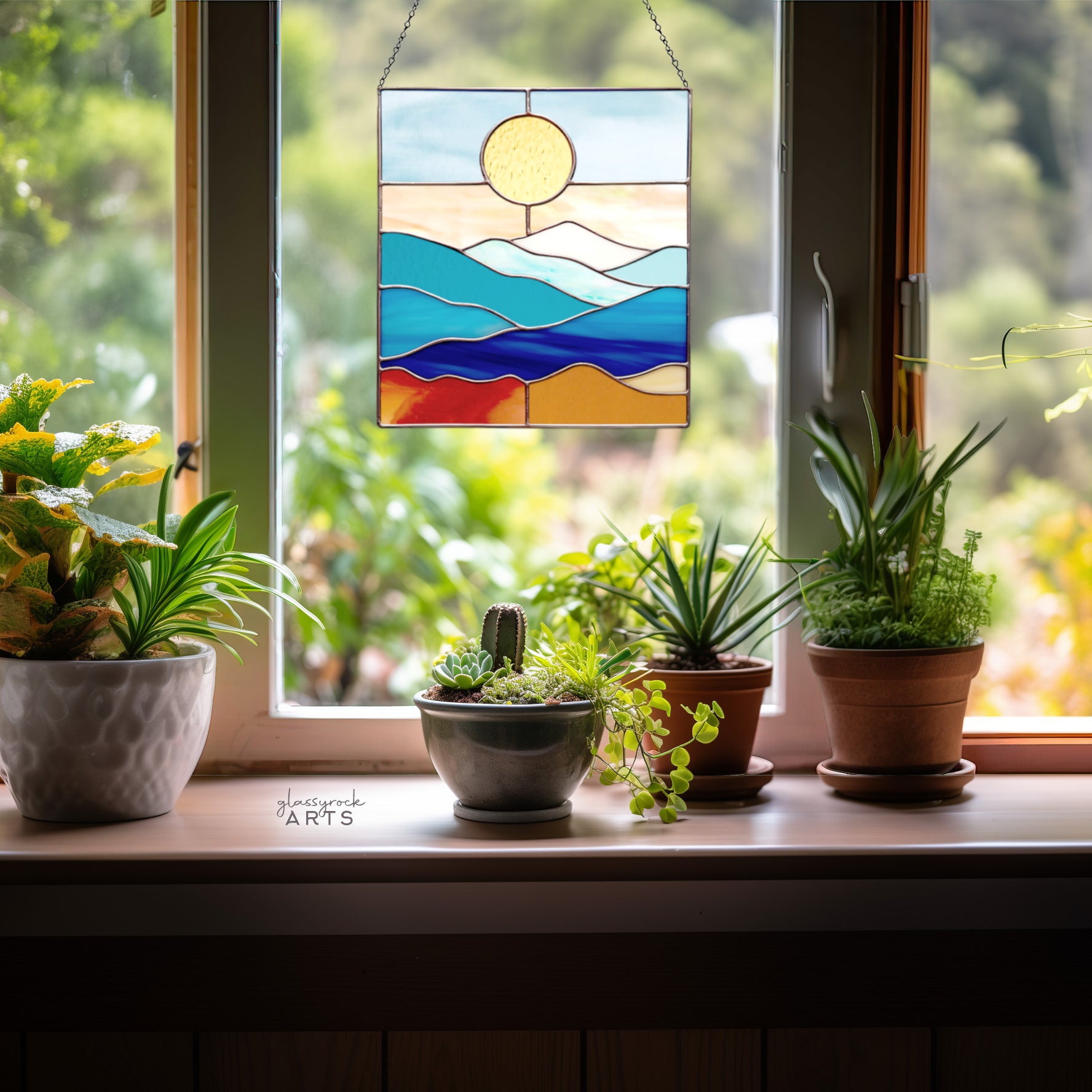 A picture of the Smoky Mountains Stained Glass Landscape Pattern from GlassyRock Arts. 