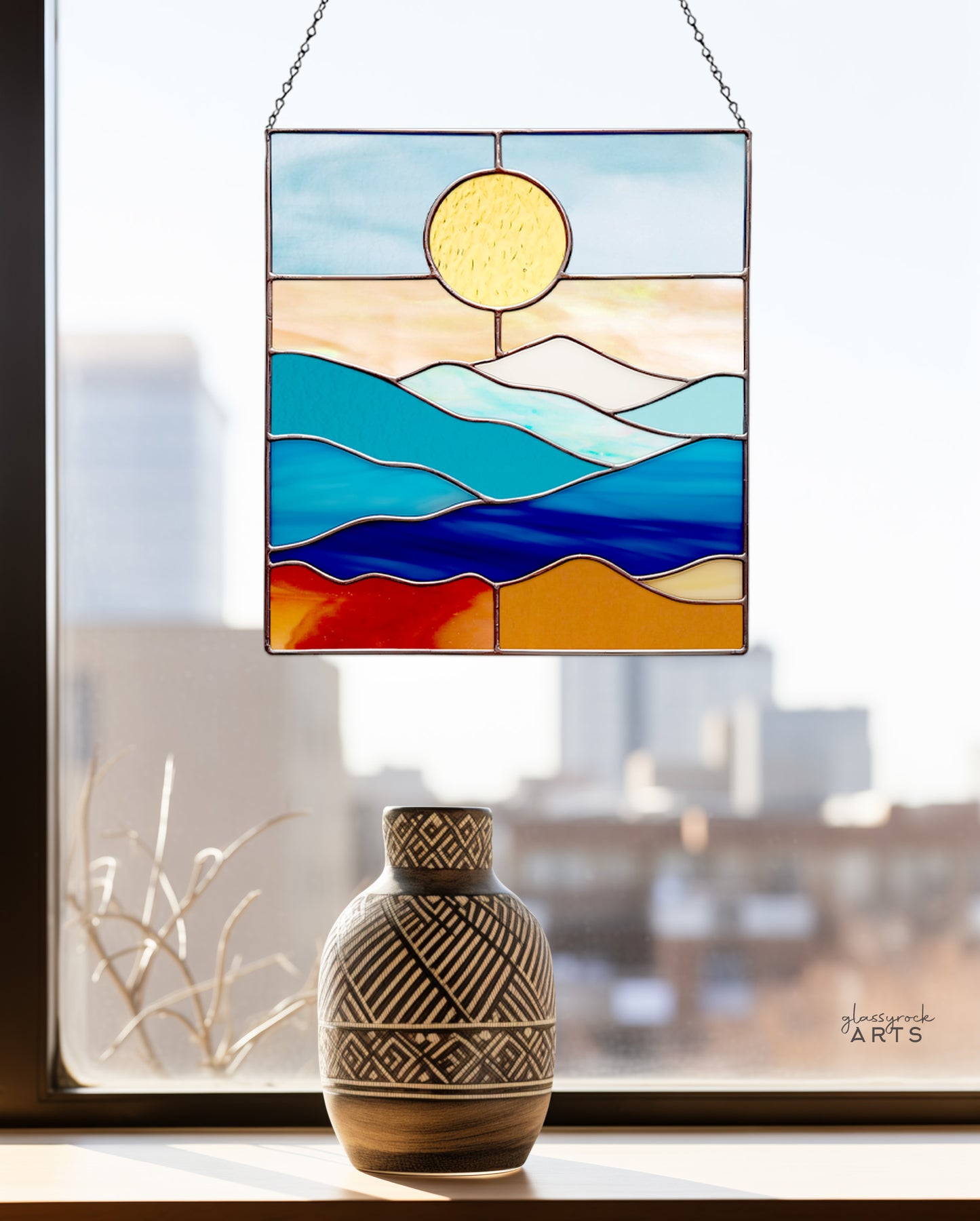 A picture of the Smoky Mountains Stained Glass Landscape Pattern from GlassyRock Arts. 