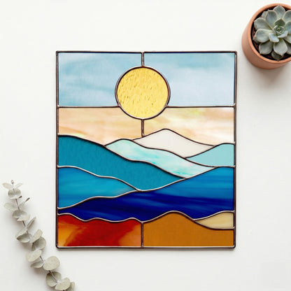 Smoky Mountains Stained Glass Landscape Pattern