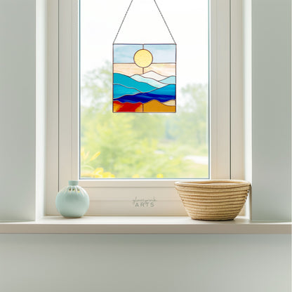 A picture of the Smoky Mountains Stained Glass Landscape Pattern from GlassyRock Arts. 