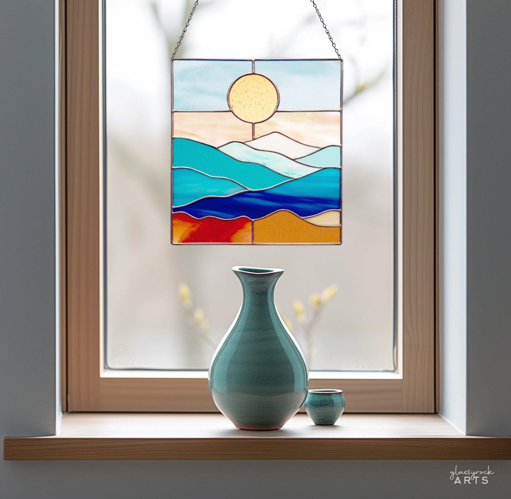 A picture of the Smoky Mountains Stained Glass Landscape Pattern from GlassyRock Arts. 