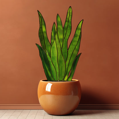 Snake Plant Stem Stained Glass Pattern and PNG