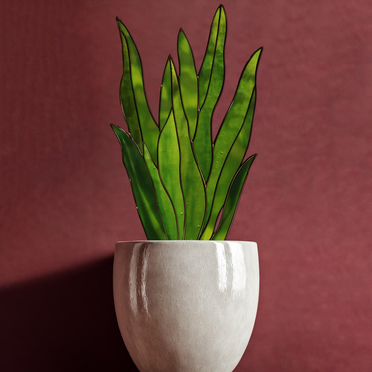 Snake Plant Stem Stained Glass Pattern and PNG