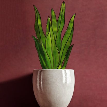 Snake Plant Stem Stained Glass Pattern and PNG