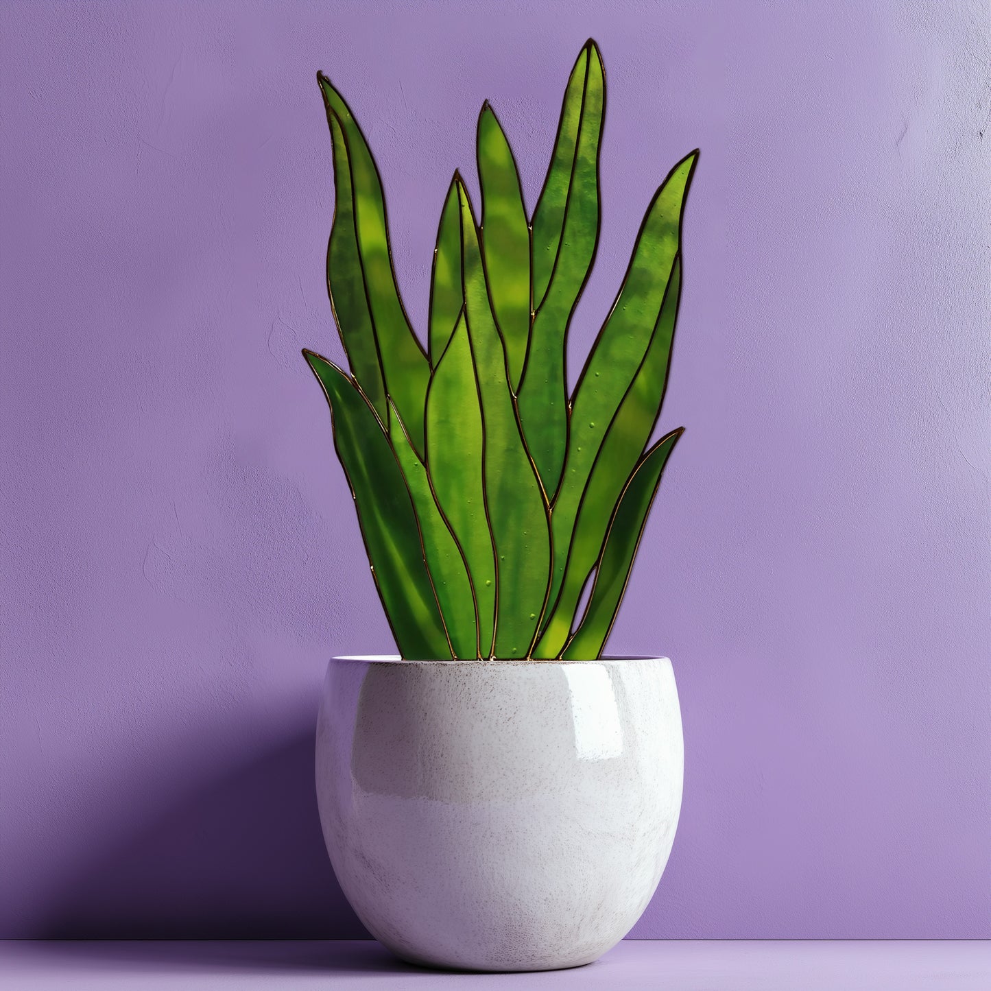 Snake Plant Stem Stained Glass Pattern and PNG