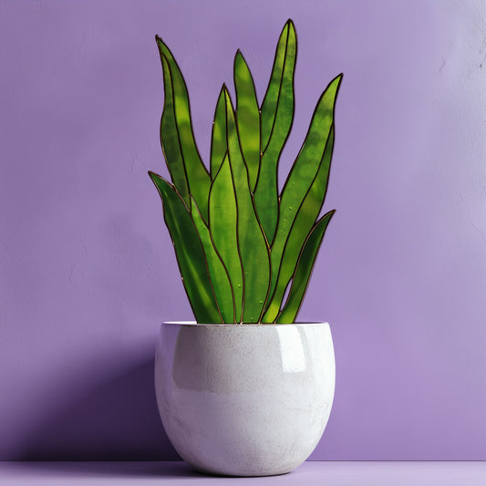 Snake Plant Stem Stained Glass Pattern and PNG