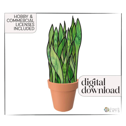 plant snake stem Snake Plant Plant Stem Stained Glass Pattern - GlassyRock Arts