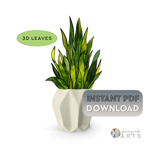 3D Snake Plant Leaves Stained Glass Pattern - 20 Leaves
