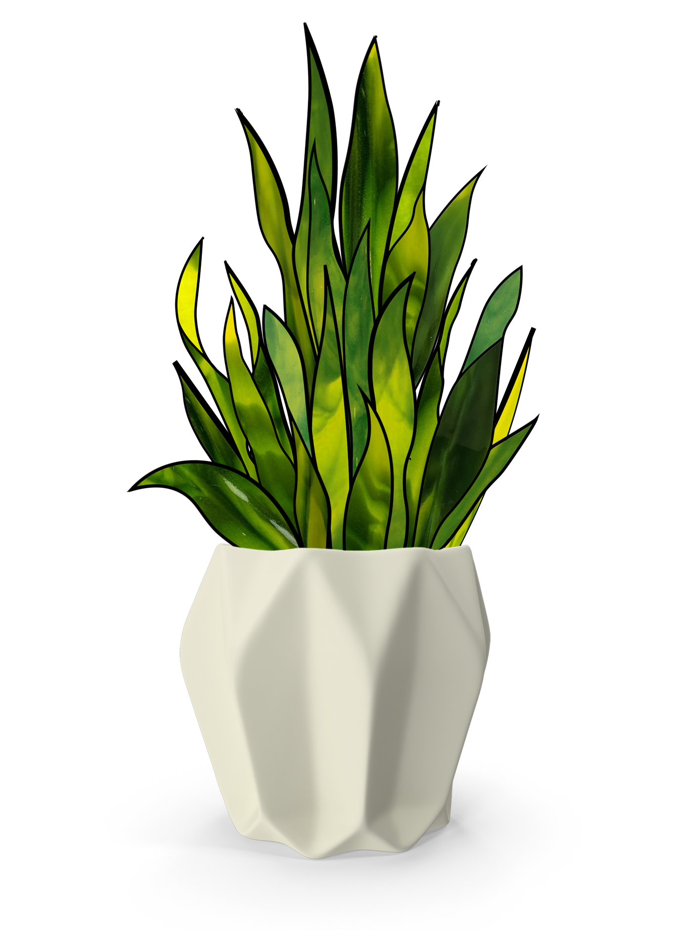 3D Snake Plant 20 Leaves Stained Glass Pattern
