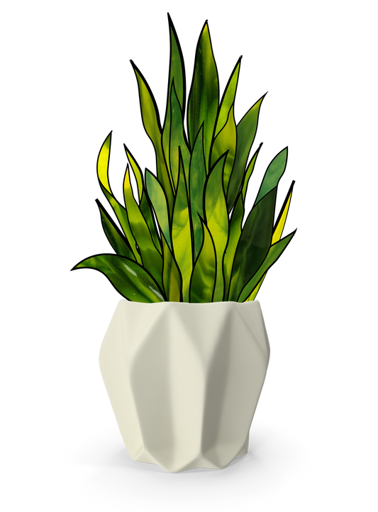3D Snake Plant 20 Leaves Stained Glass Pattern