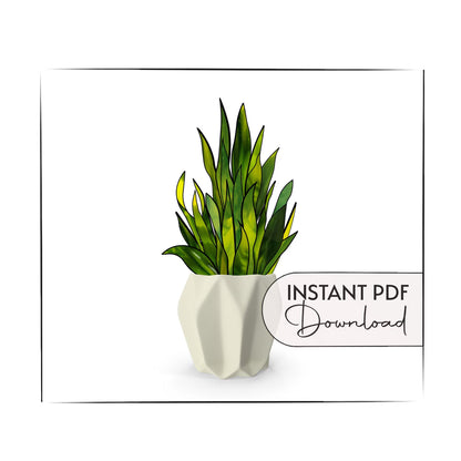 3D Snake Plant 20 Leaves Stained Glass Pattern