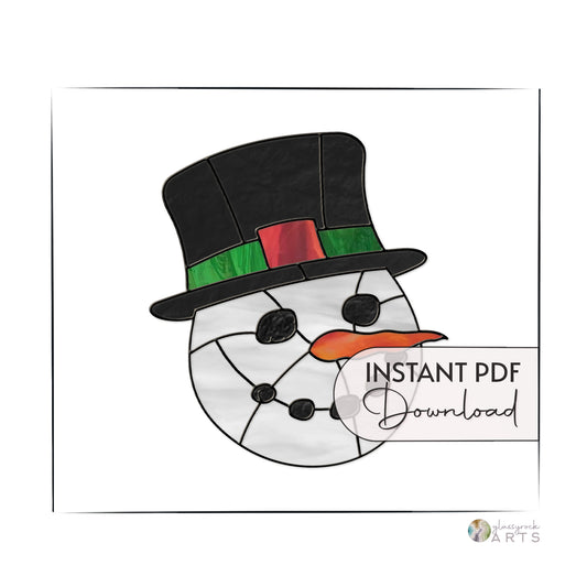 Charcoal Smile Snowman Stained Glass Pattern