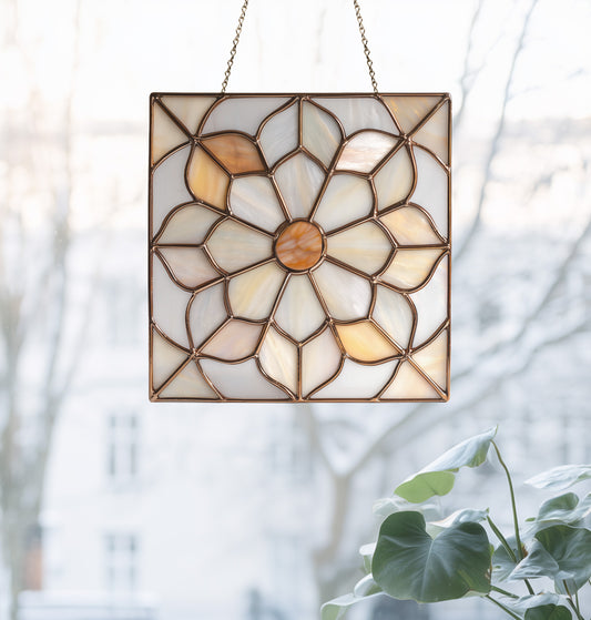 Floral Quilt Square Stained Glass Pattern PDF & PNG